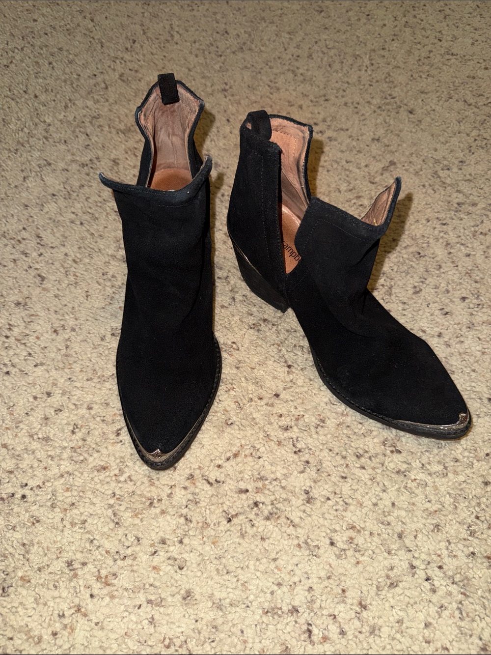 Jeffrey Campbell Black Suede Pointed Toe Ankle Boots - Women Size 7.5
